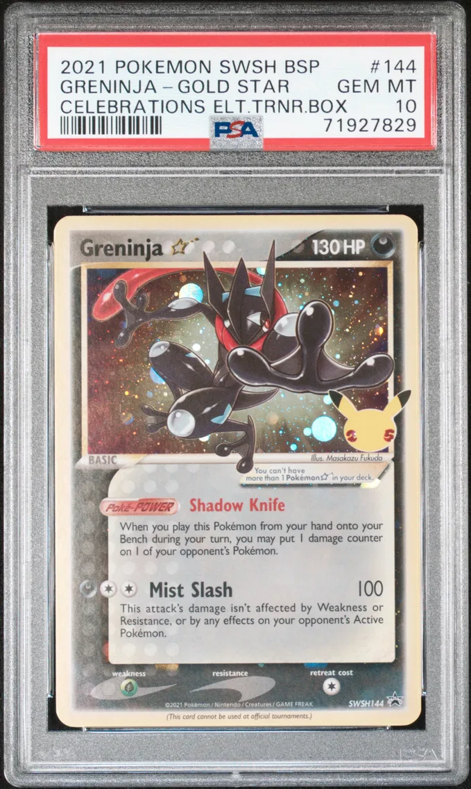 2021 #144 Greninja-Gold Star PSA 10 Swsh Black Star Promo, graded PSA 10