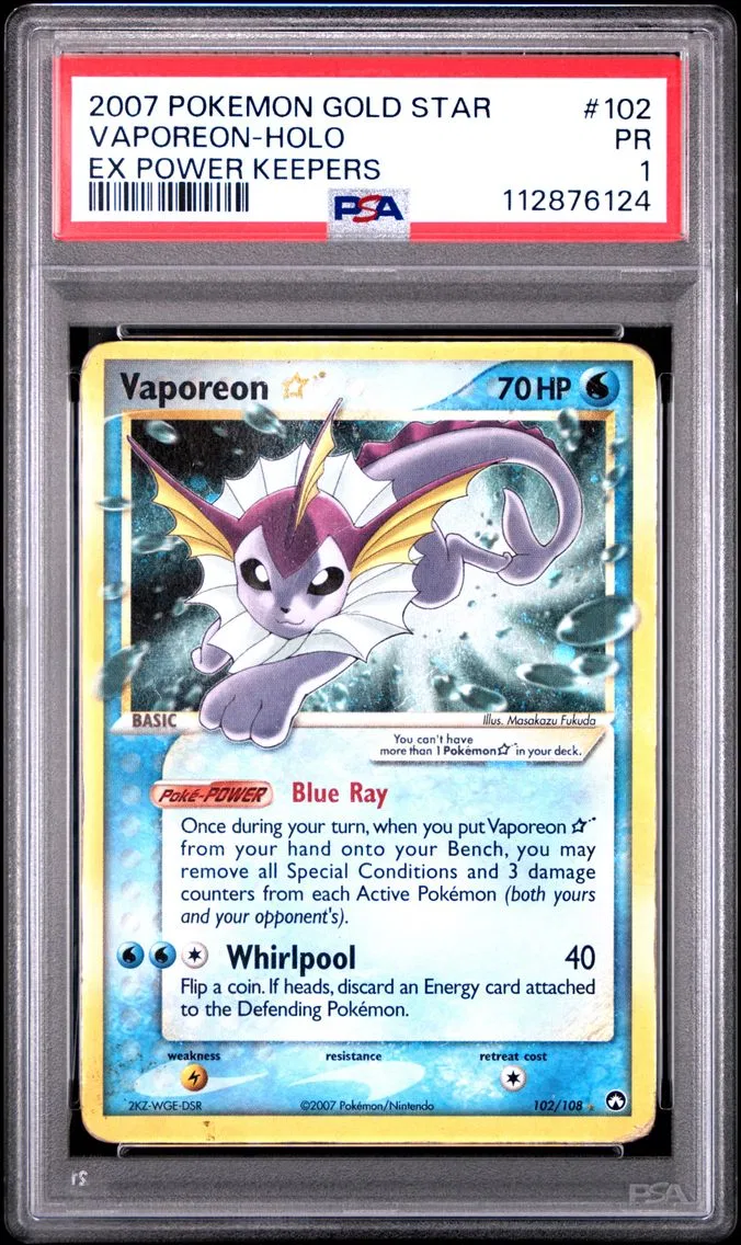 Vaporeon, graded PSA 1