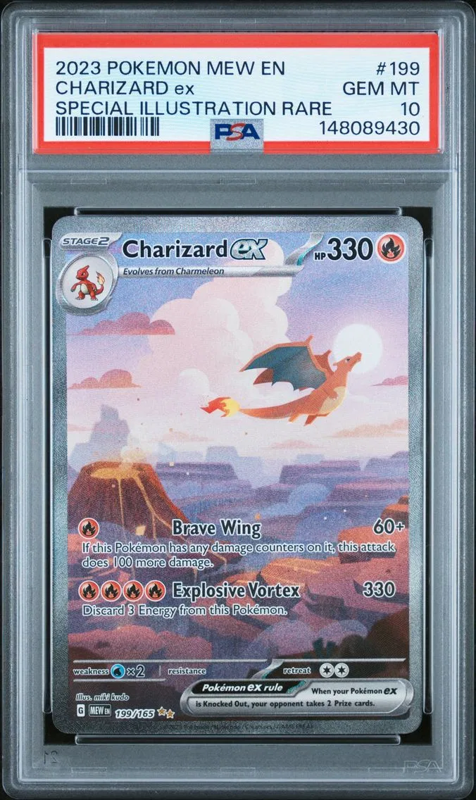 2023 #199 Charizard EX PSA 10 Mew EN-151, graded PSA 10