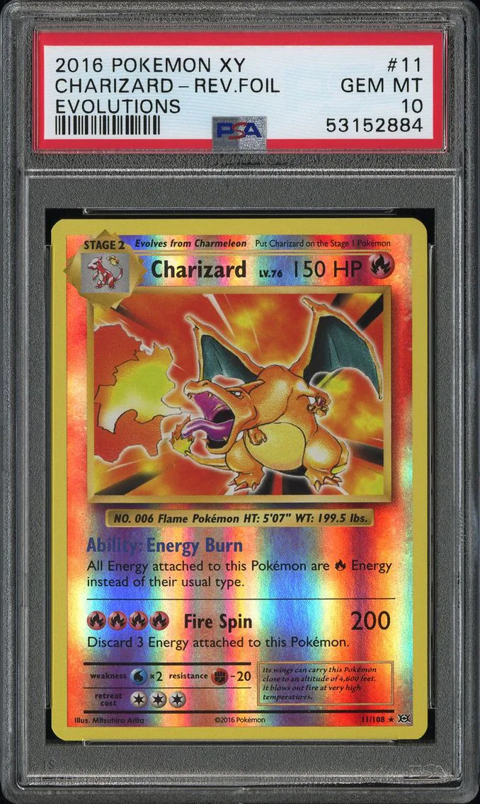 Charizard-Reverse Foil, graded PSA 10