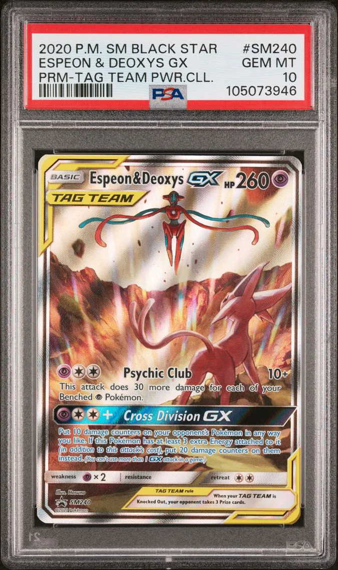 Espeon & Deoxys GX, graded PSA 10