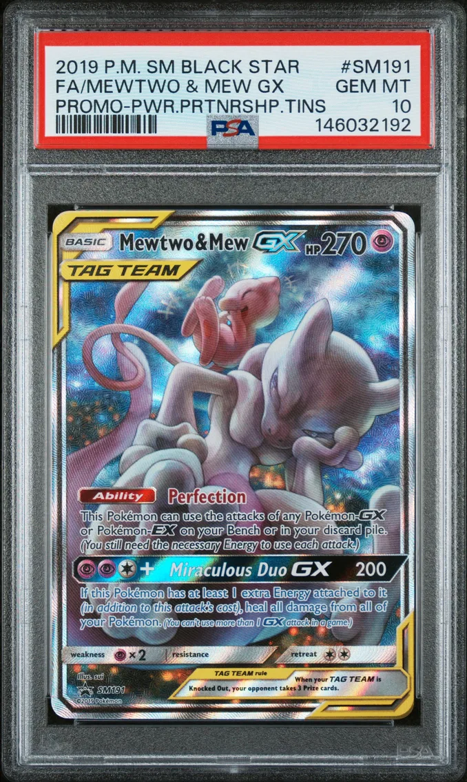 Mewtwo & Mew GX, graded PSA 10