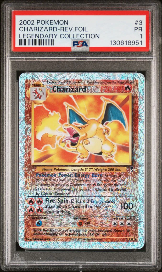 Charizard-Reverse Foil, graded PSA 1