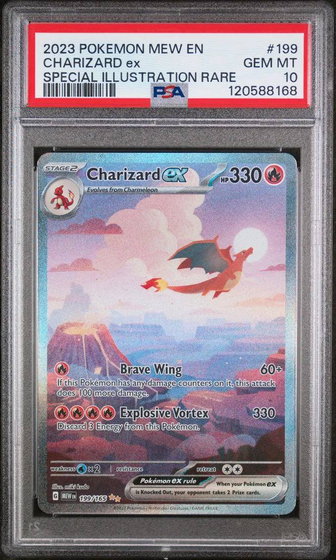 2023 #199 Charizard EX PSA 10 Mew EN-151, graded PSA 10