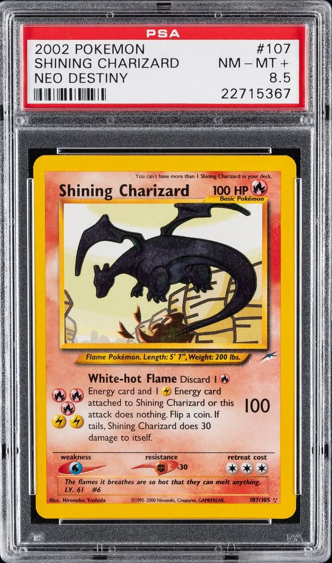 Shining Charizard, graded PSA 8.5