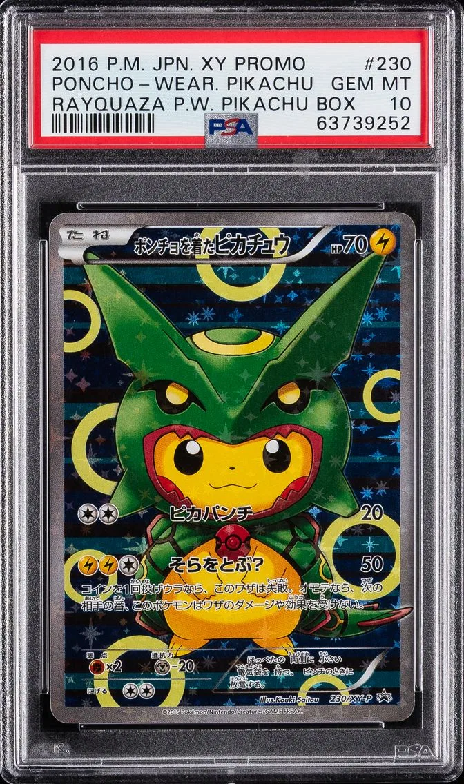 Poncho-Wearing Pikachu, graded PSA 10
