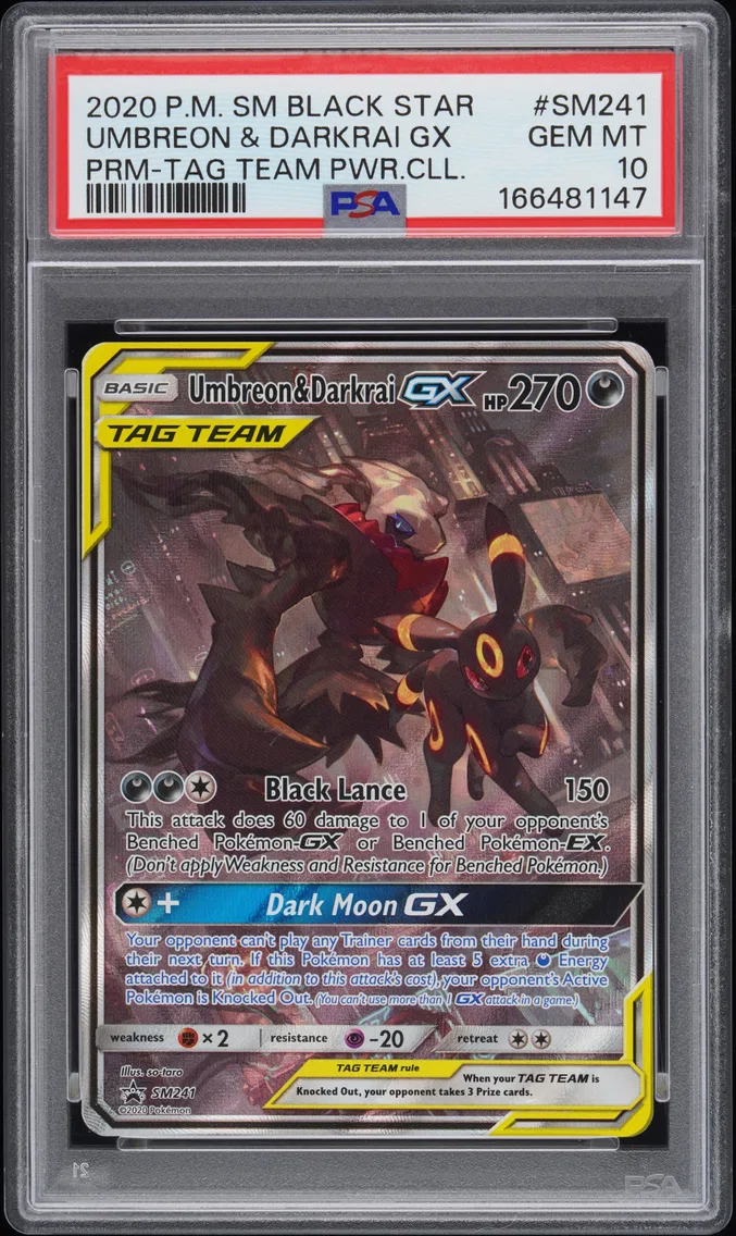 Umbreon & Darkrai GX, graded PSA 10