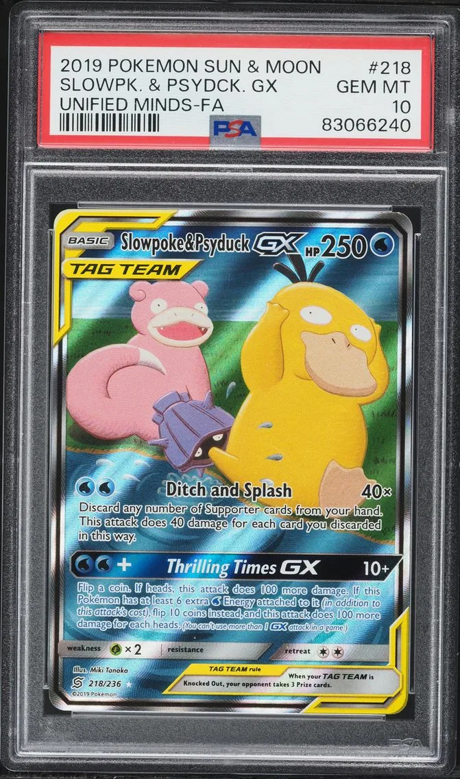 Slowpoke & Psyduck GX, graded PSA 10