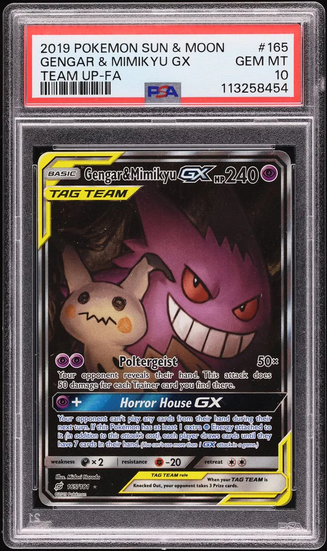 Gengar & Mimikyu GX, graded PSA 10