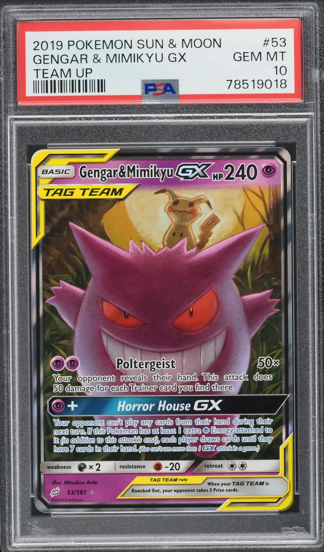 Gengar & Mimikyu GX, graded PSA 10